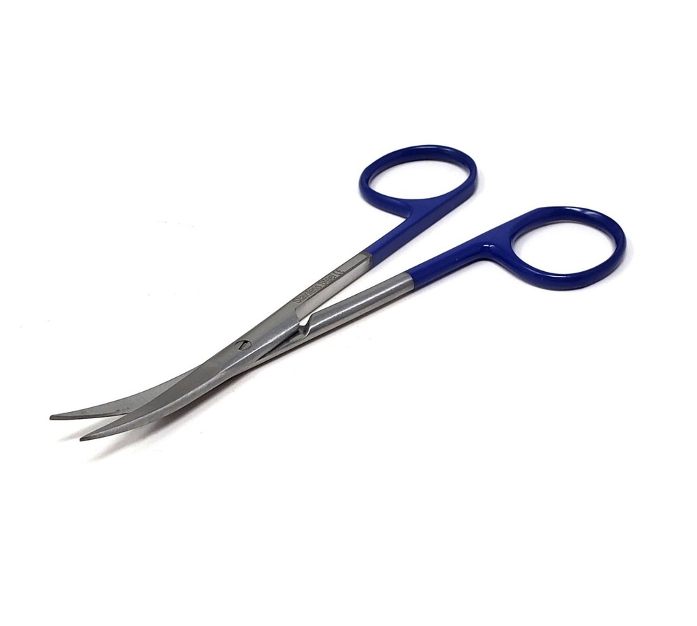 4.5" Micro IRIS Scissors Curved Pointed Tips Dental Veterinary Shears-BlueHandle