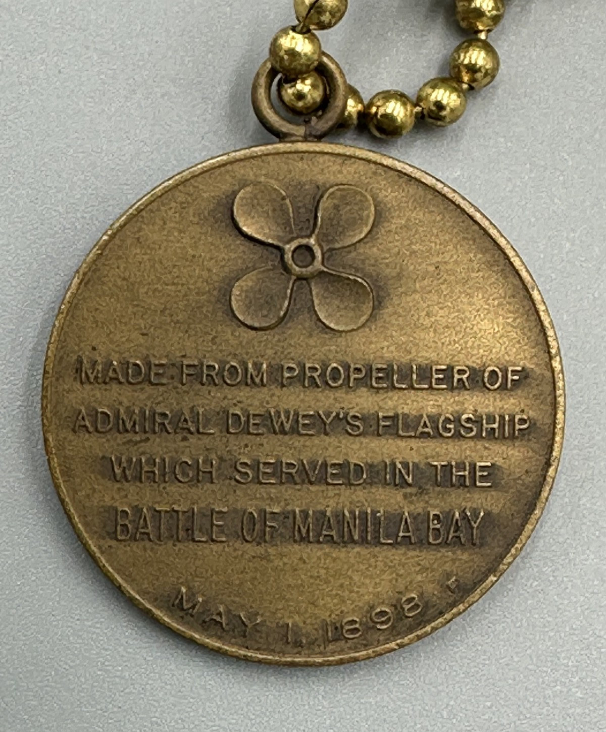 USS OLYMPIA BATTLE SHIP Manilla ADMIRAL DEWEY Flagship Propeller TOKEN Keychain