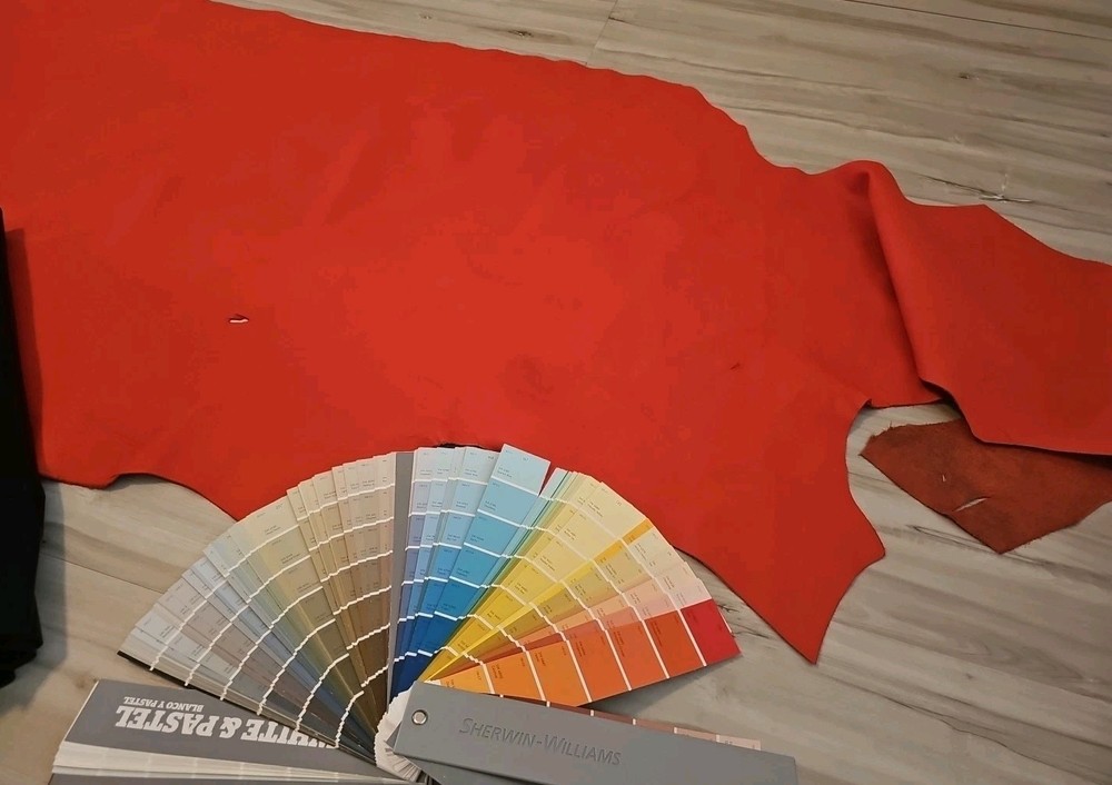 4-5oz STOP RED LEATHER HIDE MATTE MEDIUM SOFT SIDE SHEET,PANEL 12X12-X24 23+sqf