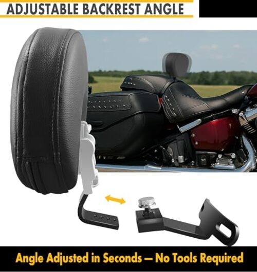 Adjustable Driver Rider Backrest Quick Release for Harley Softail Models C