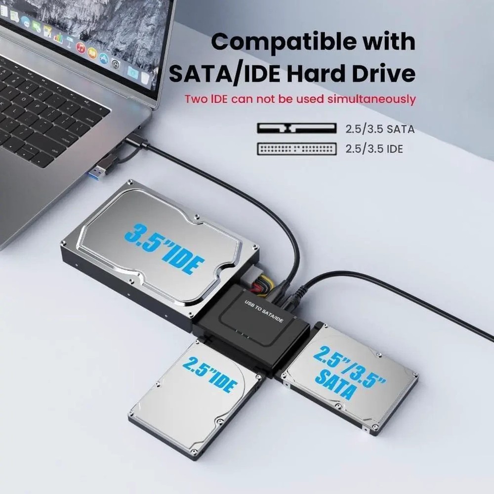 USB3.0/USB C to IED SATA Adapter, External Hard Drive Reader Converter SATA USB