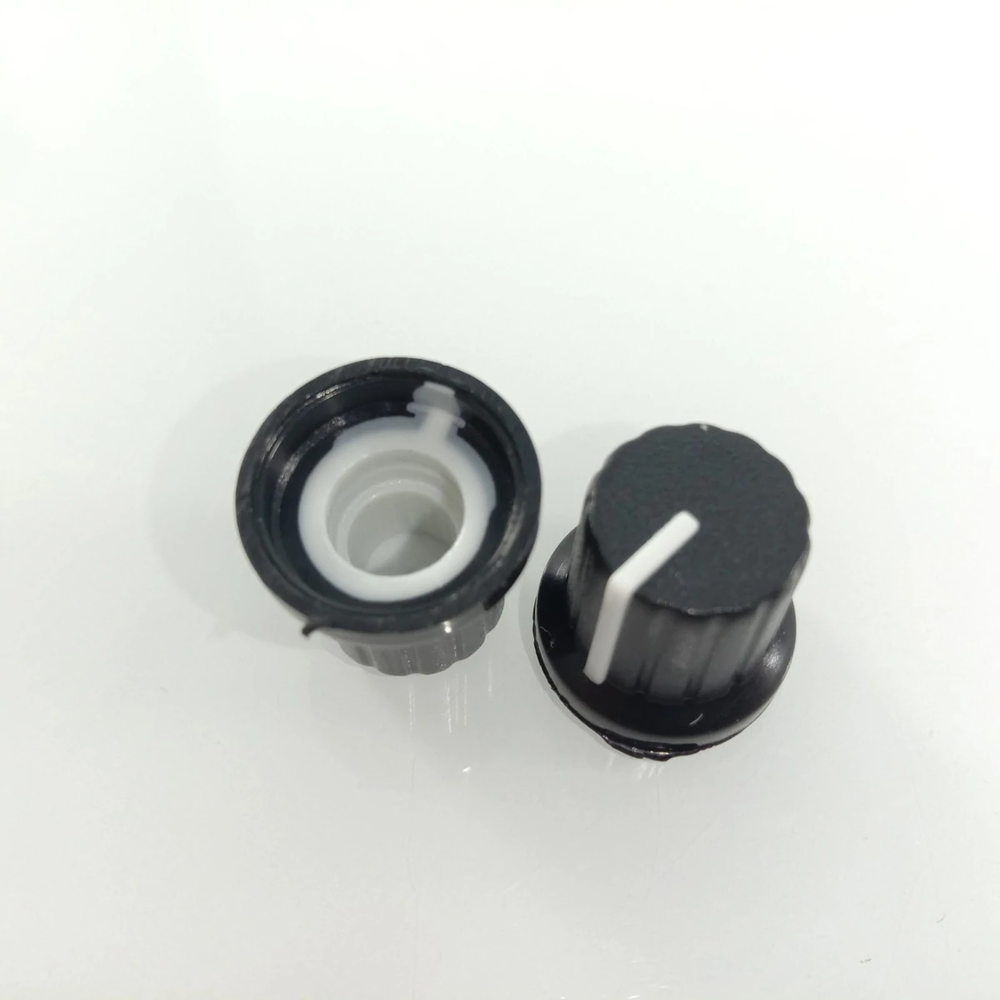 10pcs 6mm Diameter Shaft Hole Plastic Threaded Knurled Potentiometer Knobs Caps