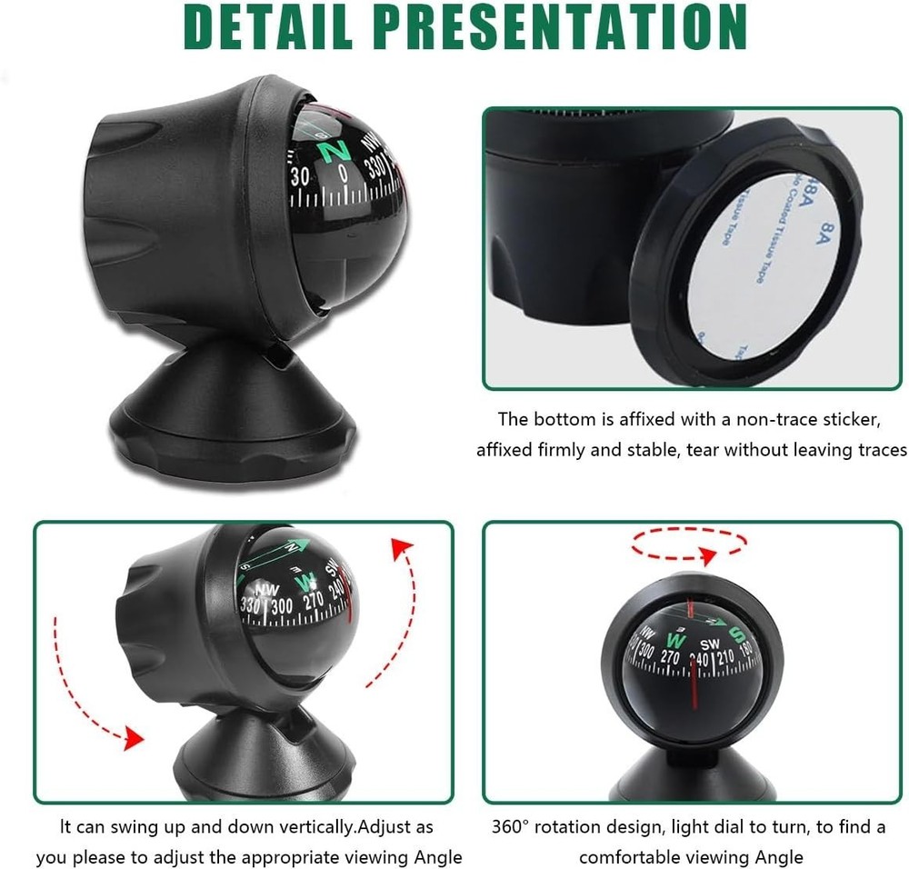 Compact ABS Car Compass Ball - Reliable Navigation for Vehicles and Beyond