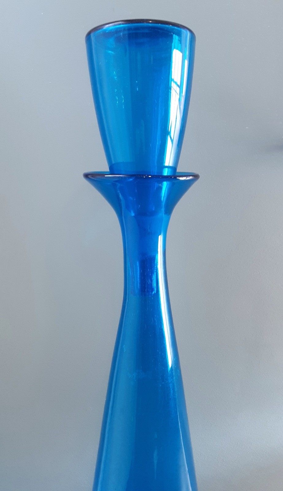 BLENKO HUGE 35.5" Art Glass Turquoise # 6138 Architectural Floor Decanter HUSTED