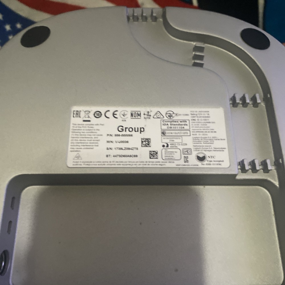 LOGITECH V-U0036 Group Video Conferencing Duplex Speakerphone Base Untested Read