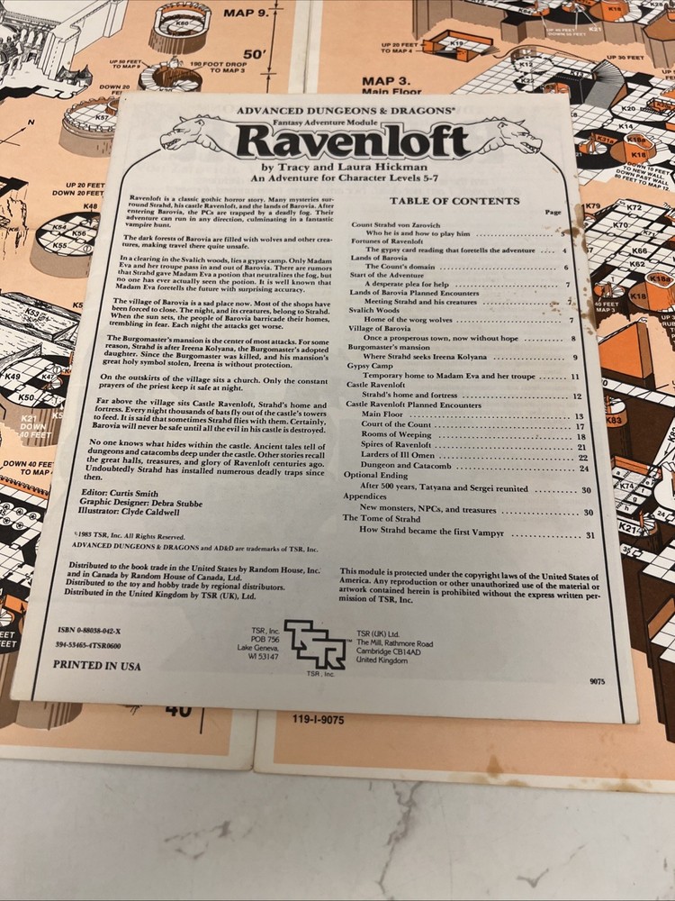 Advanced Dungeons & Dragons Ravenloft 16 TSR 9075 Both Maps