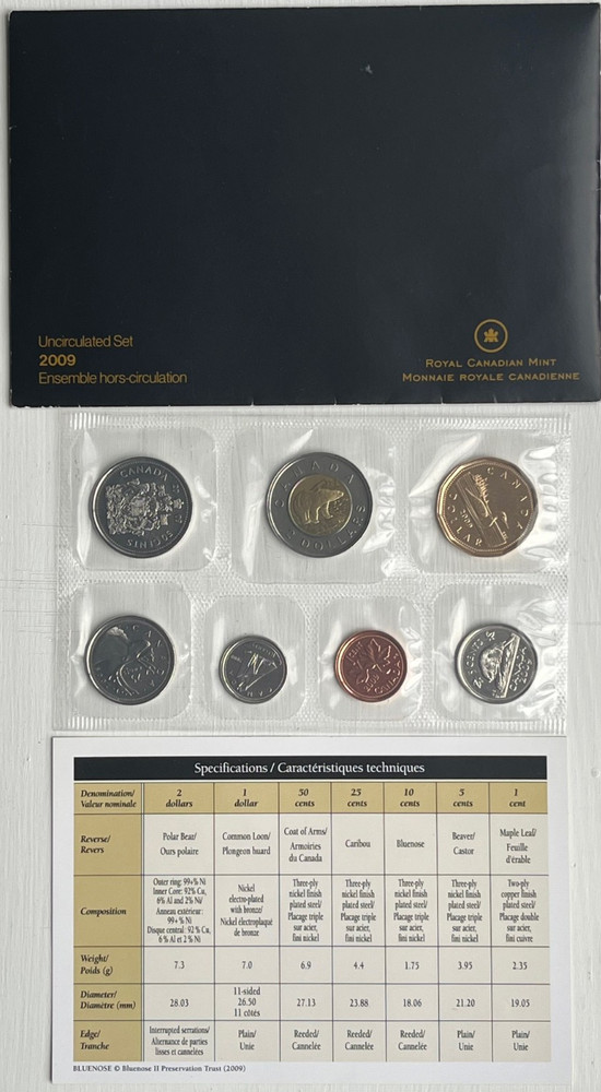 CANADA 2009 Uncirculated Coin Prooflike Set Royal Canadian Mint