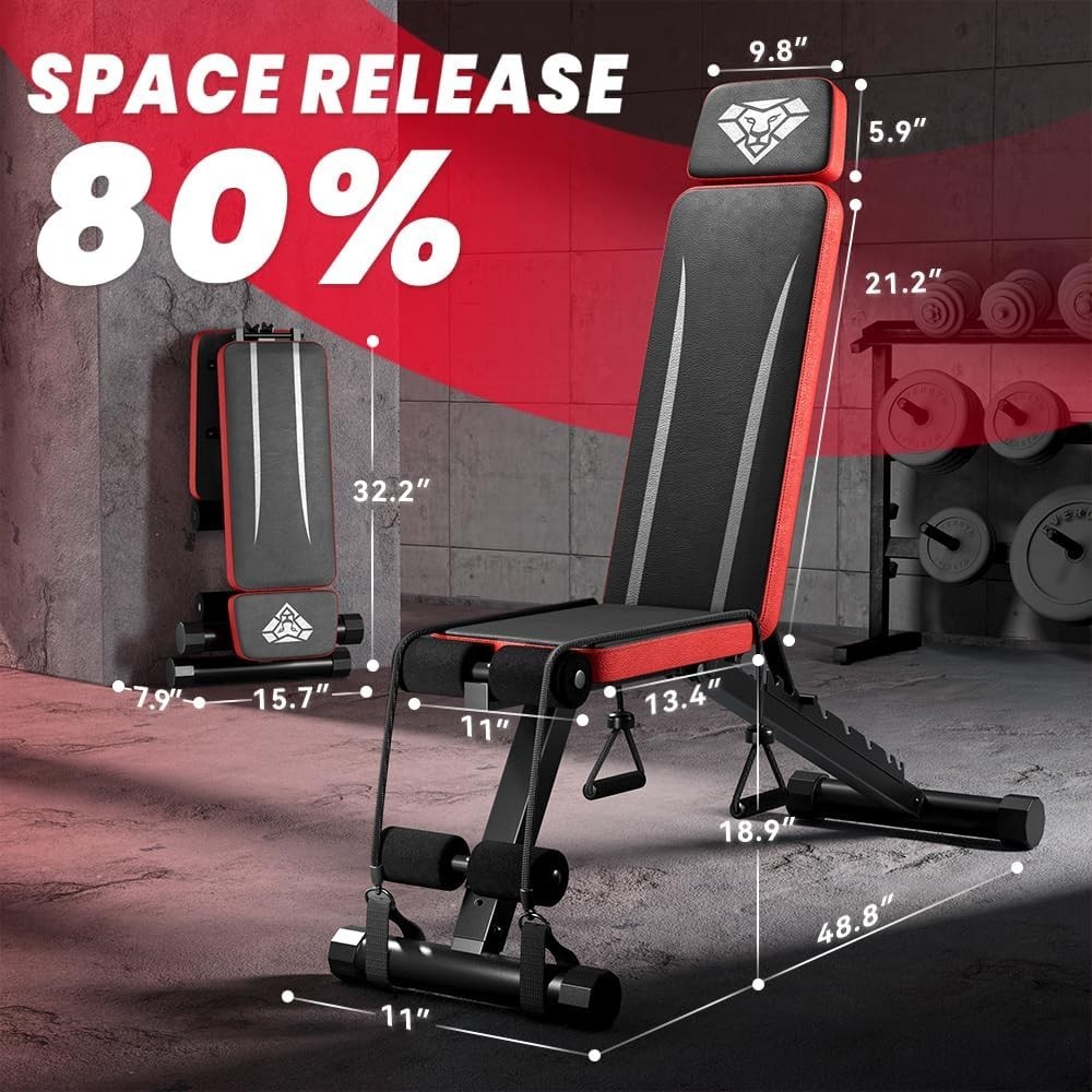 Adjustable Workout Bench with Foldable Design and Full Body Support