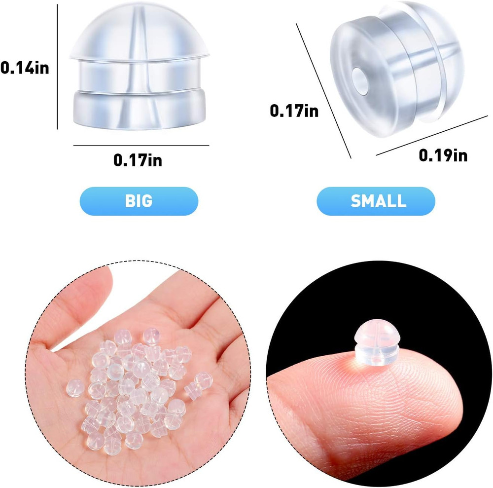 100 Pieces Clear Earring Backs Hamburger Shaped Safety Backs Secure Locking Sili