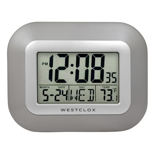 Large Digital Wall Clock with Date, Day & Temperature – Battery Operated
