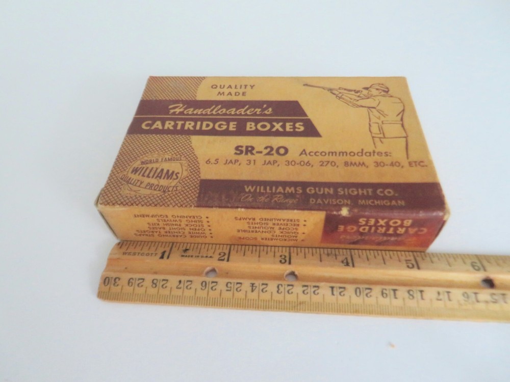 Vintage WILLIAMS Handloader's Cartridge Boxes SR-20 w/Insert Empty Box