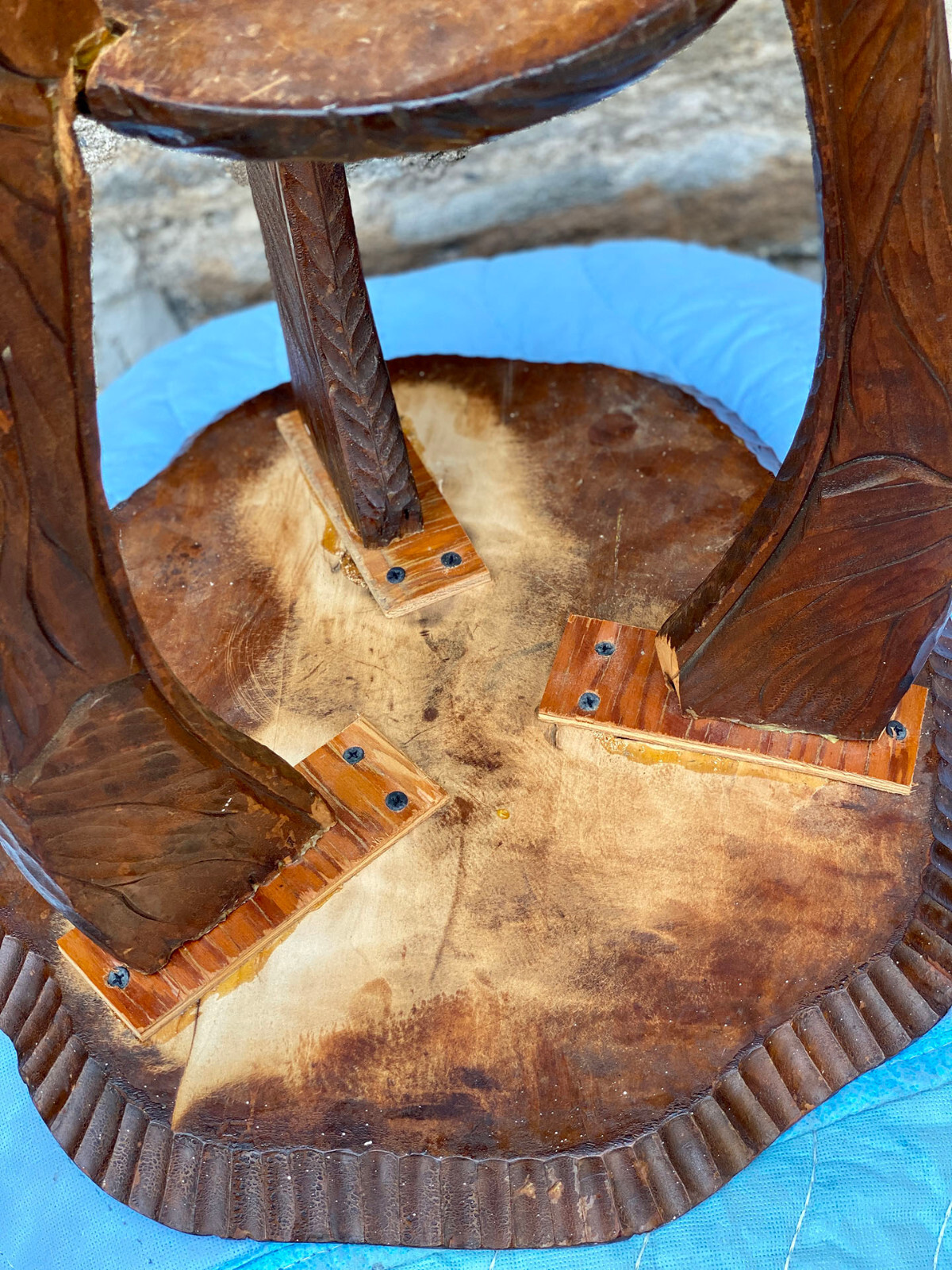 Antique Liberty & Co Art Nouveau Carved Floral Motif Plant Stand Table