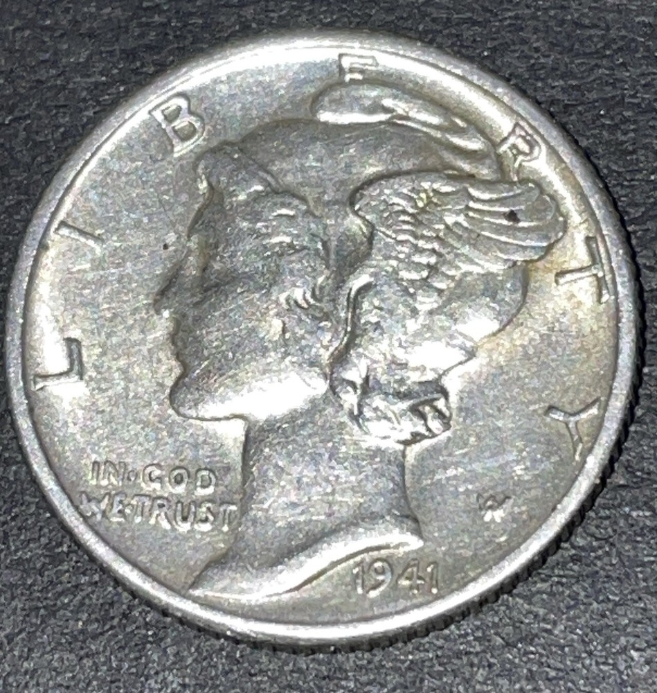 1941 D  MERCURY SILVER DIME   VF;  .90 SILVER