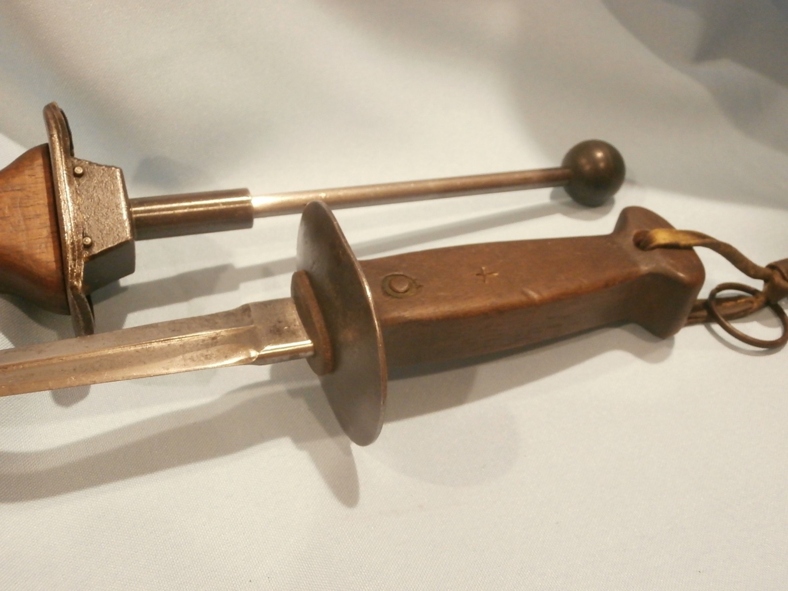 WWI BELGIAN FIGHTING KNIFE PLUS WWI BELGIAN TRAINER SET OF TWO RARE!