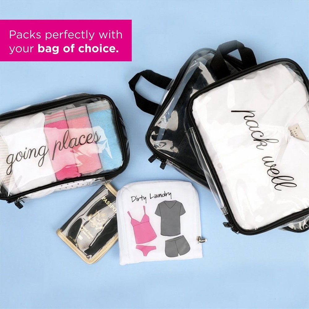 Miamica Packing Cube Set - 3-Piece Set, Clear/Black