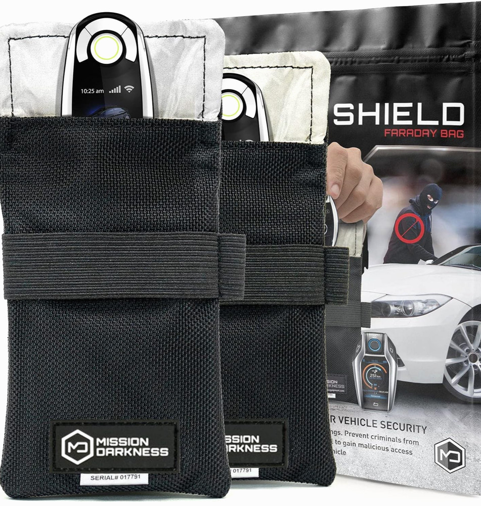 Mission Darkness Faraday Bag for Keyfobs (2-Pack)   RF Shielding Black