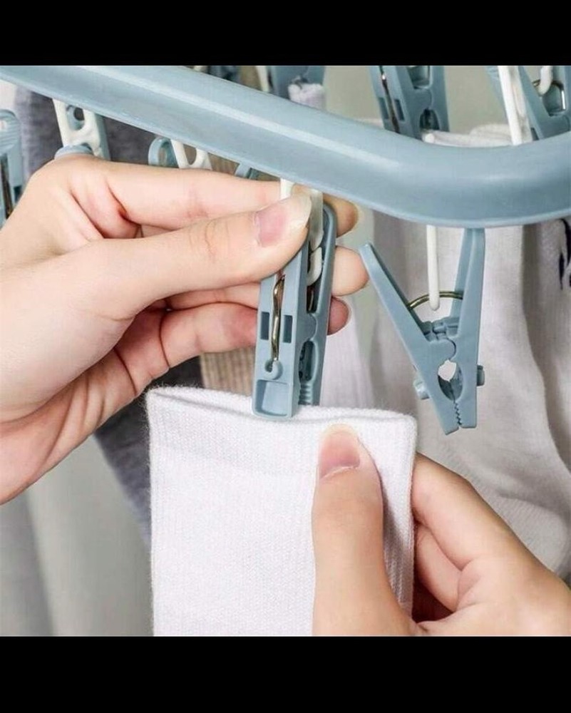 Drying Hanger With 32 Clips And Drip Foldable Hanging Rack Folding Plastic