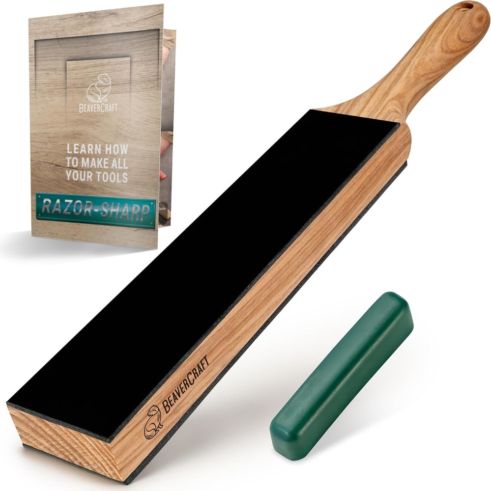 Leather Strop Knife Sharpening Dual-Sided Knife Strop W/ Stropping Compound Kit