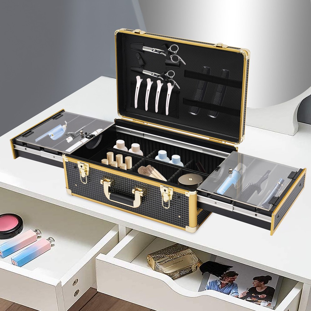 Barber Tool Box Case Organizer Storage Barber Carrying Case with Locks & Keys.