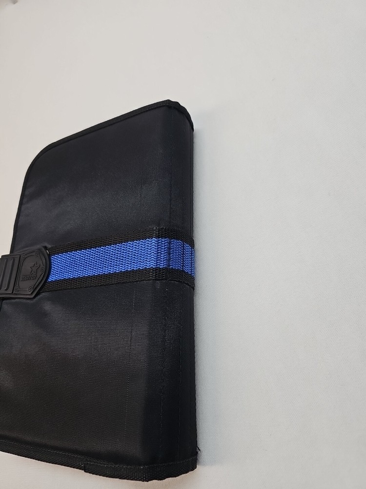Starter 2001 Wirebound 3 Sub Notebook Folio Nylon Hook Loop Closure BLACK/BLUE