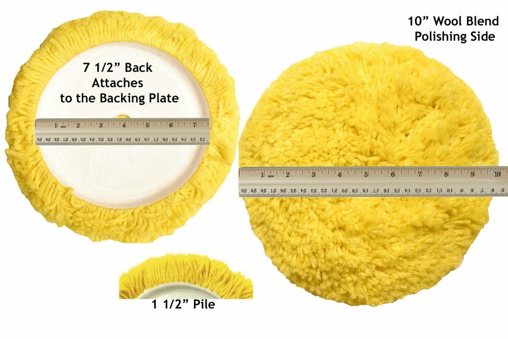 7.5" Wool Blend Hook & Loop Buff Pad Kit-Medium Cutting & Polishing Made in USA