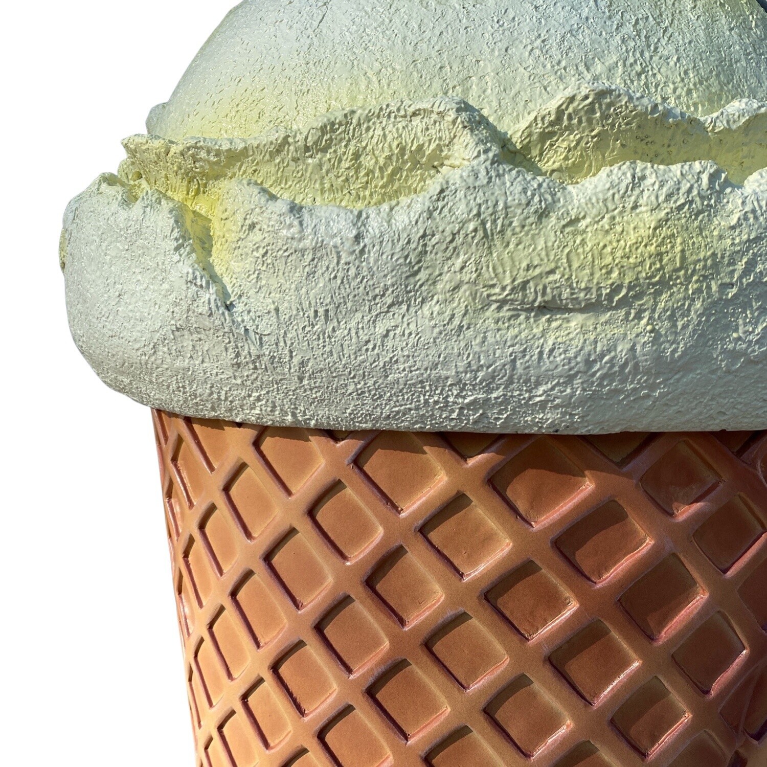 Waffle Ice Cream Cone Trash Cans Pair in Vanilla