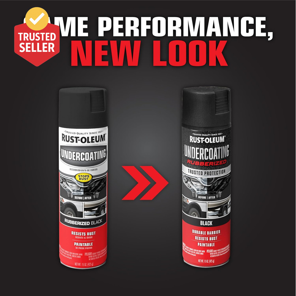 248657-6PK Stops Rust Undercoating Spray, 15 Oz, Rubberized Black, 6 Pack
