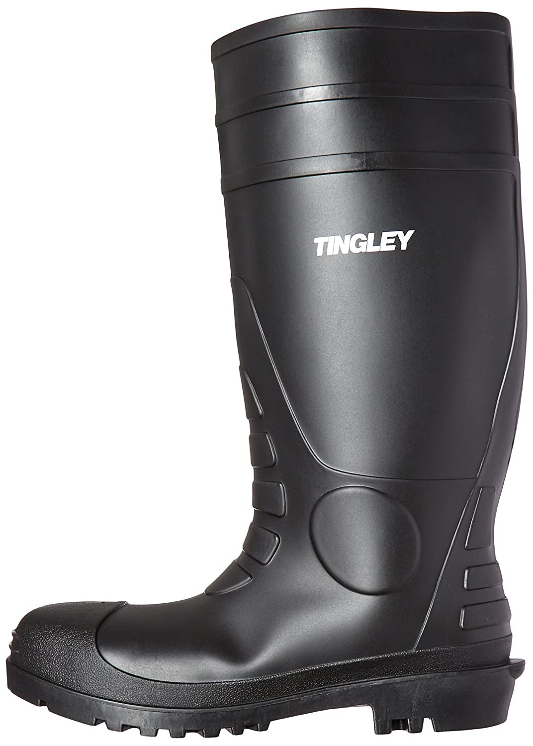 31251 Rubber Fishing Hunting Waterproof PVC Work Mud MENS BLACK BOOTS STEEL TOE