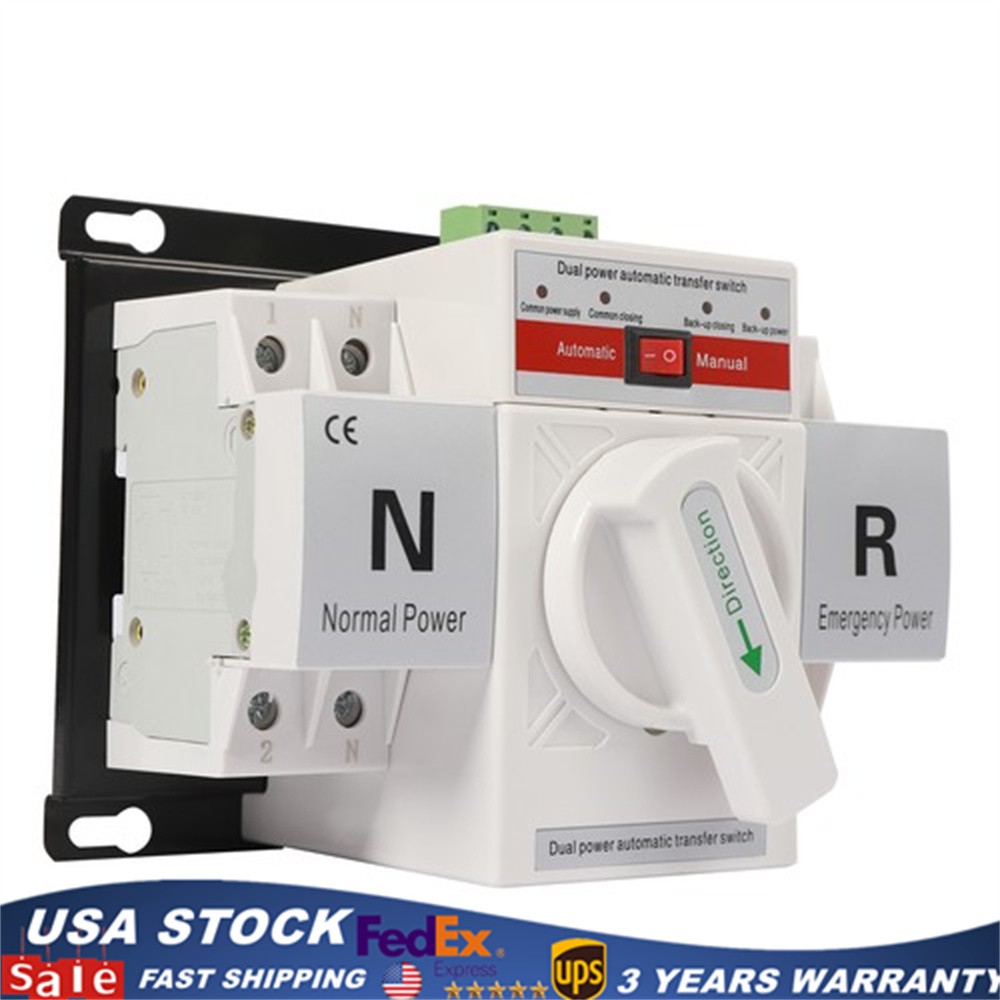 2P 63A Dual Power Automatic Transfer Switch 110V AC-33iB CB Level Toggle