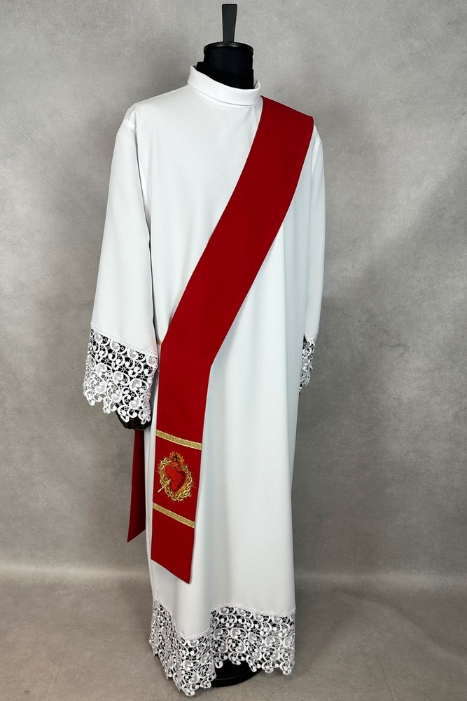 DEACON stole, plain red , liturgical embroidery