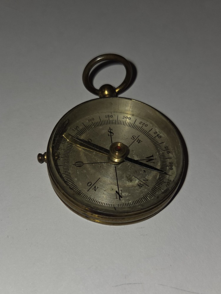 vintage brass pocket compass