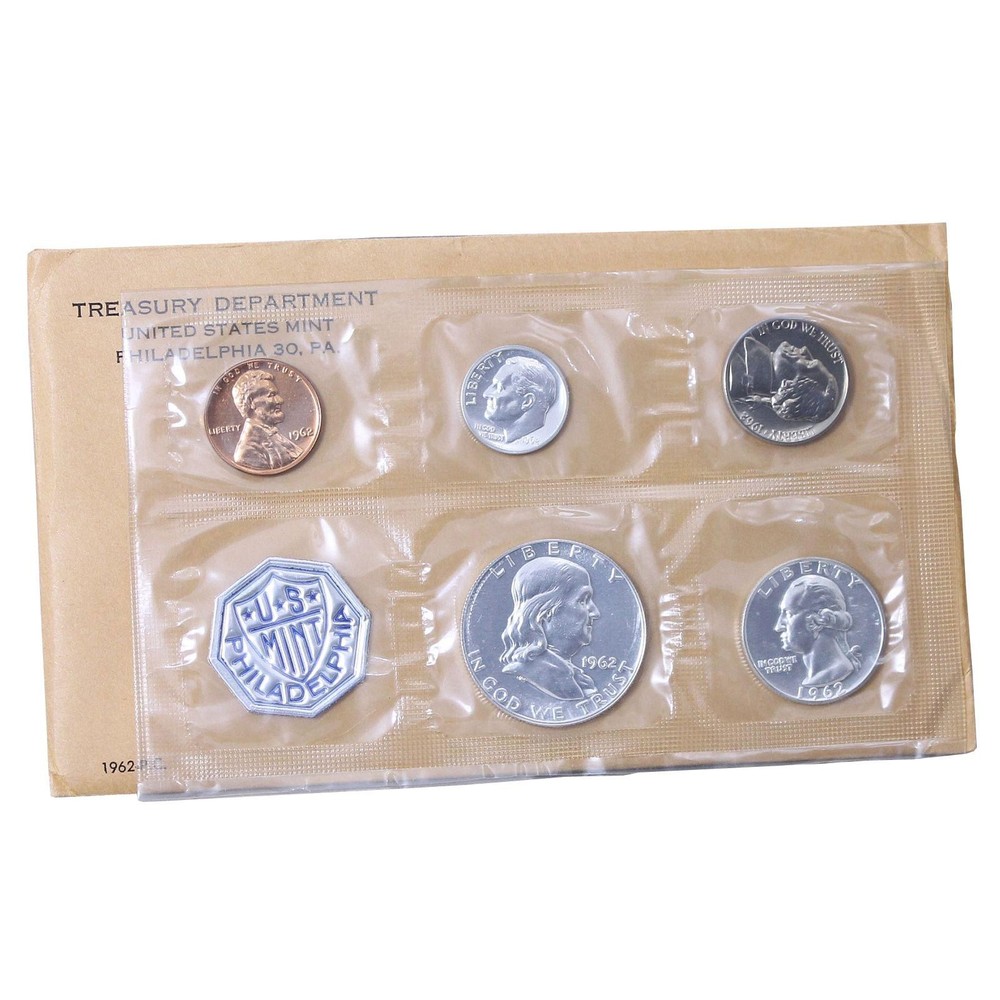 1962 (P) Proof Set Original Envelope 90% Silver US Mint 5 Coins