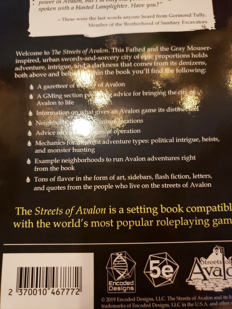 Streets Of Avalon 5e D&d Setting Book