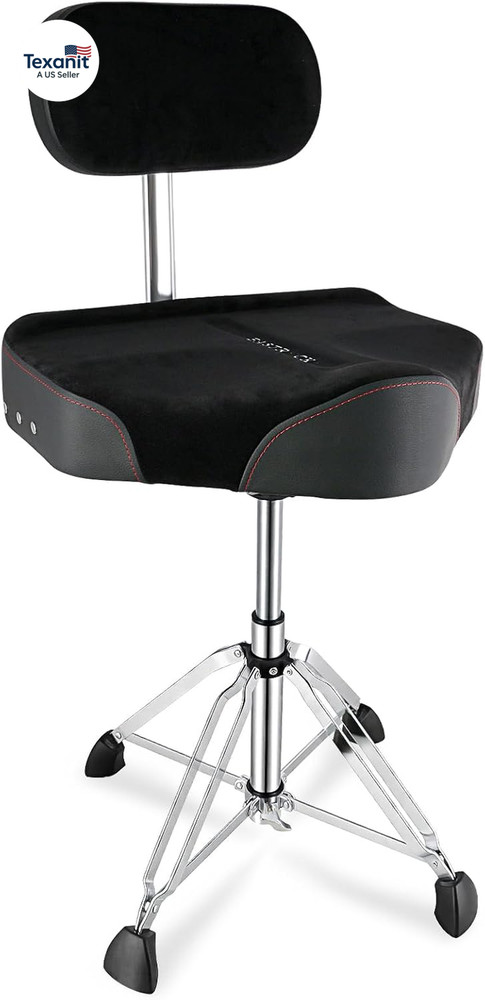 Drum Throne with Backrest 4-Leg,Hydraulic Drum Stool Height Adjustable,Heavy Dut