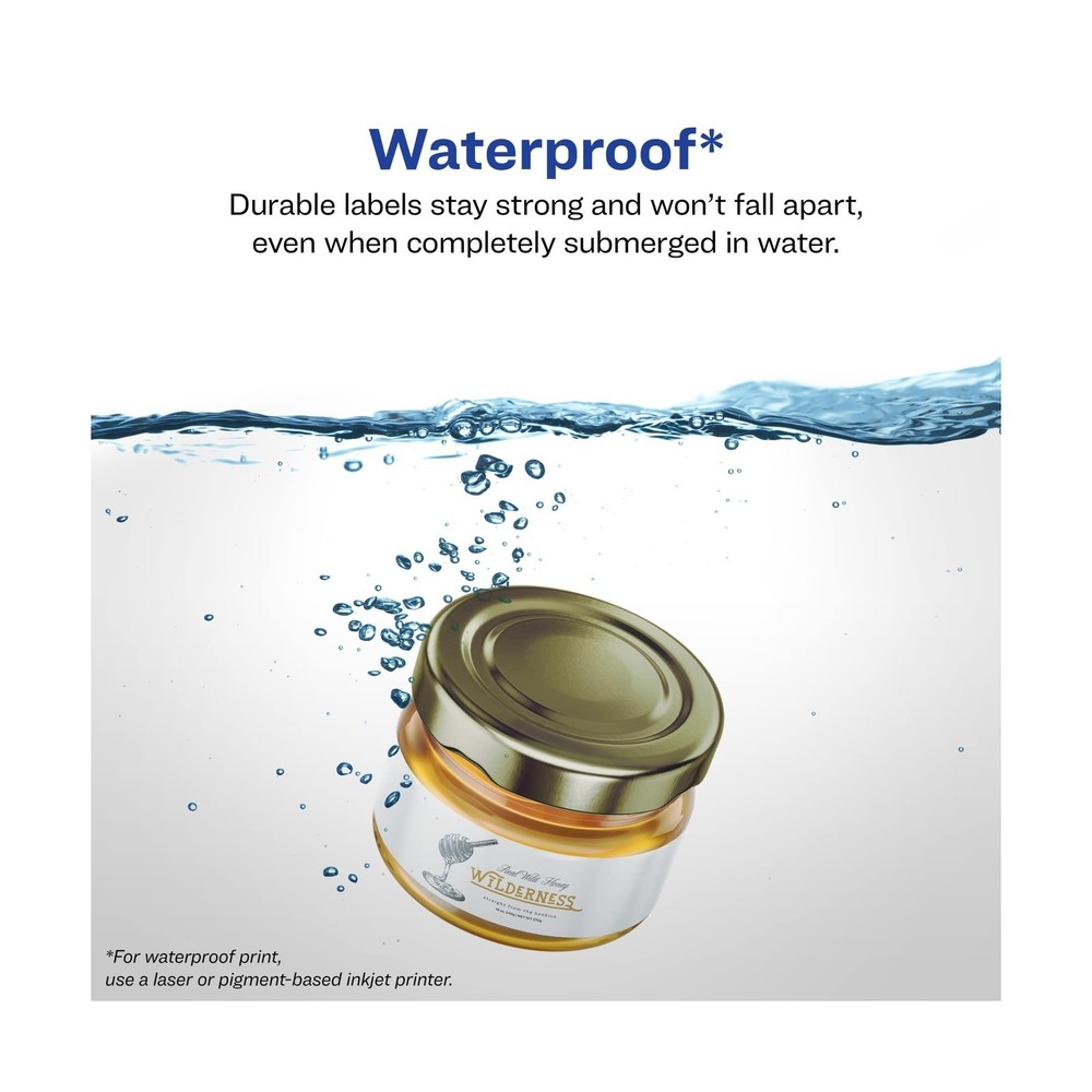 Avery Durable Waterproof Wraparound Rectangle Labels with Sure Feed Technolog...