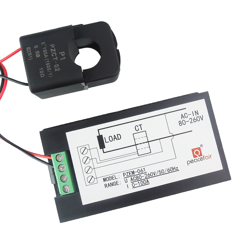 100A AC Digital LCD Current Energy Watt Kwh Panel Meter Ammeter Voltmeter + CT