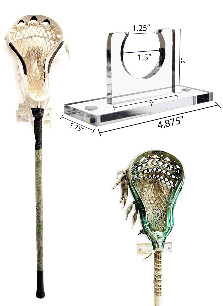 Deluxe Clear Acrylic Lacrosse Stick Vertical Wall Mount Bracket (A052)