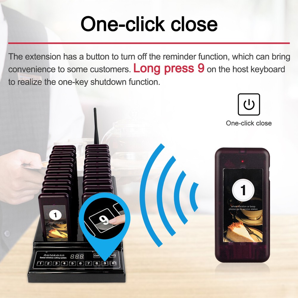 T112 Restaurant 20 Coaster Pagers Wireless Paging Queuing Calling System Hotel