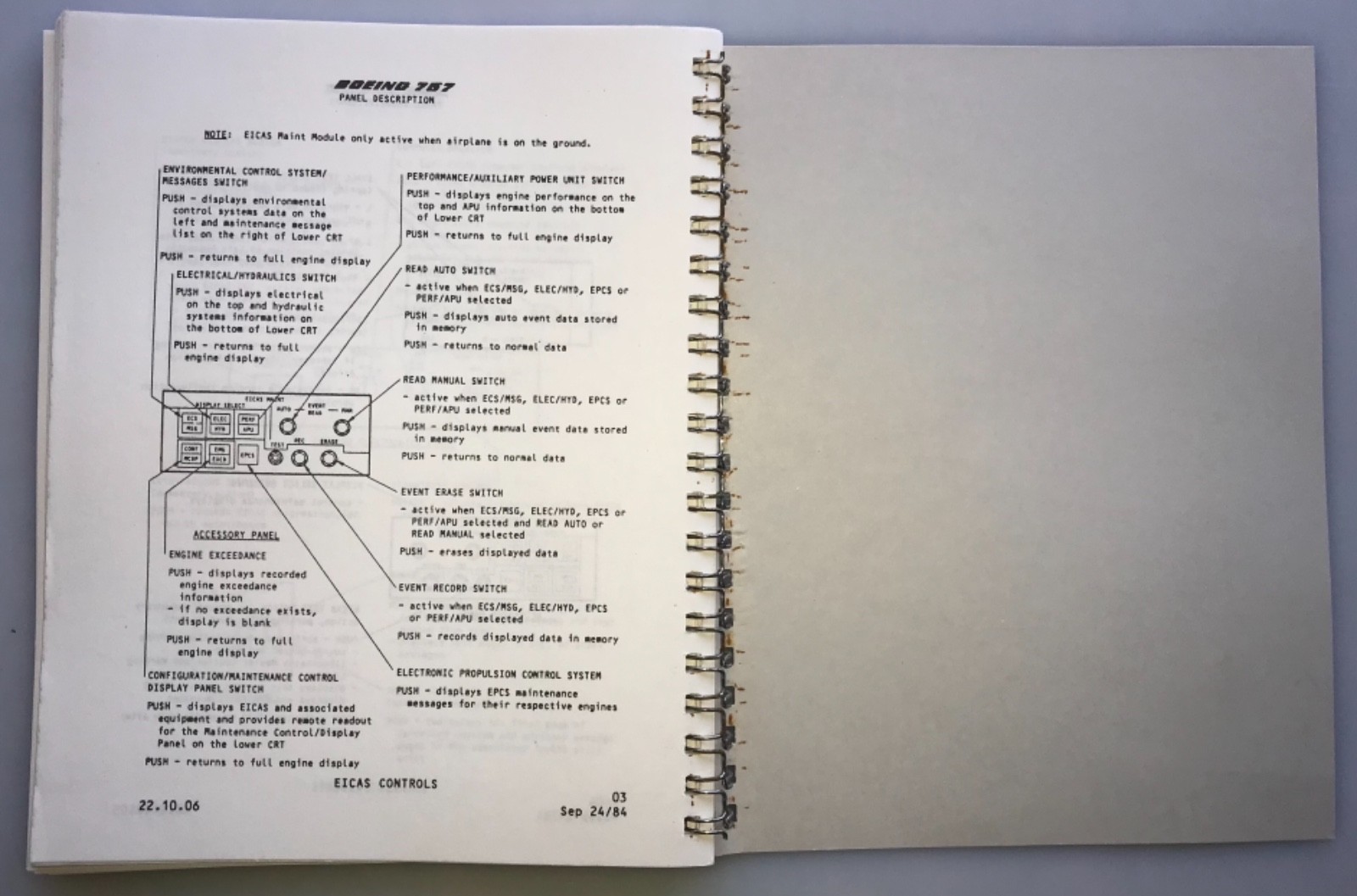 Boeing 757 Panel Description Maintenance Training Manual 1984 Airplane Book