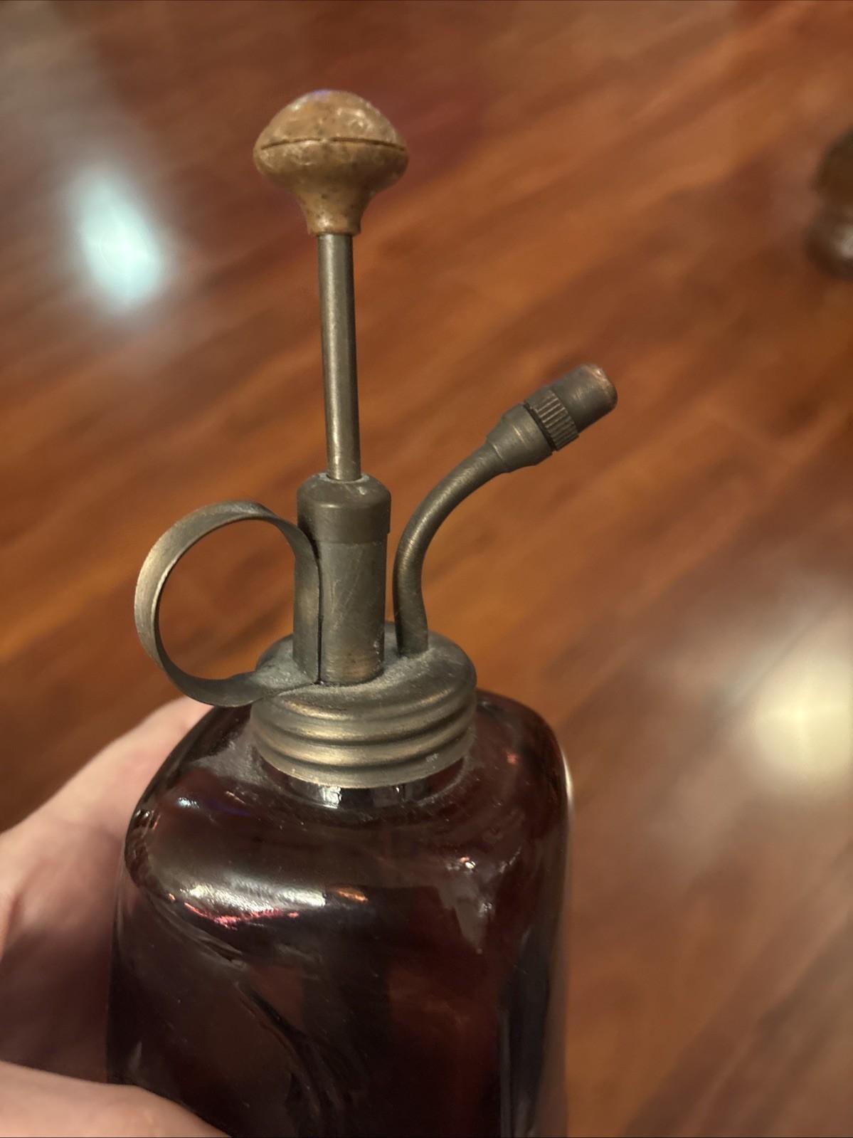 Vintage Purple Amethyst Glass Plant Mister Metal Pump