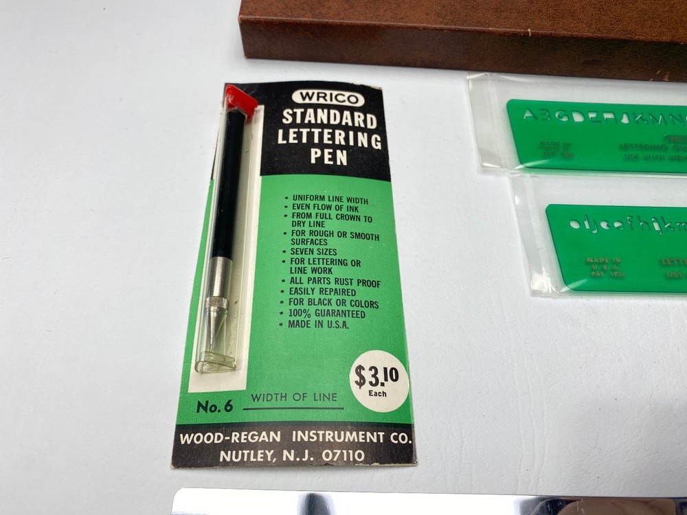 NOS Wricoprint Lettering Guide Model NV14 Drafting Set Engineering