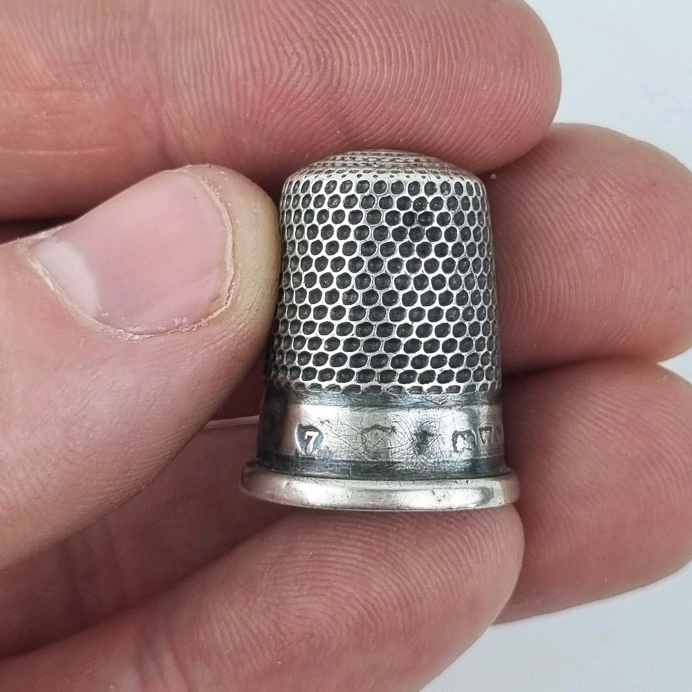 Antique Solid Silver Thimble Chester Hallmarks Rubbed