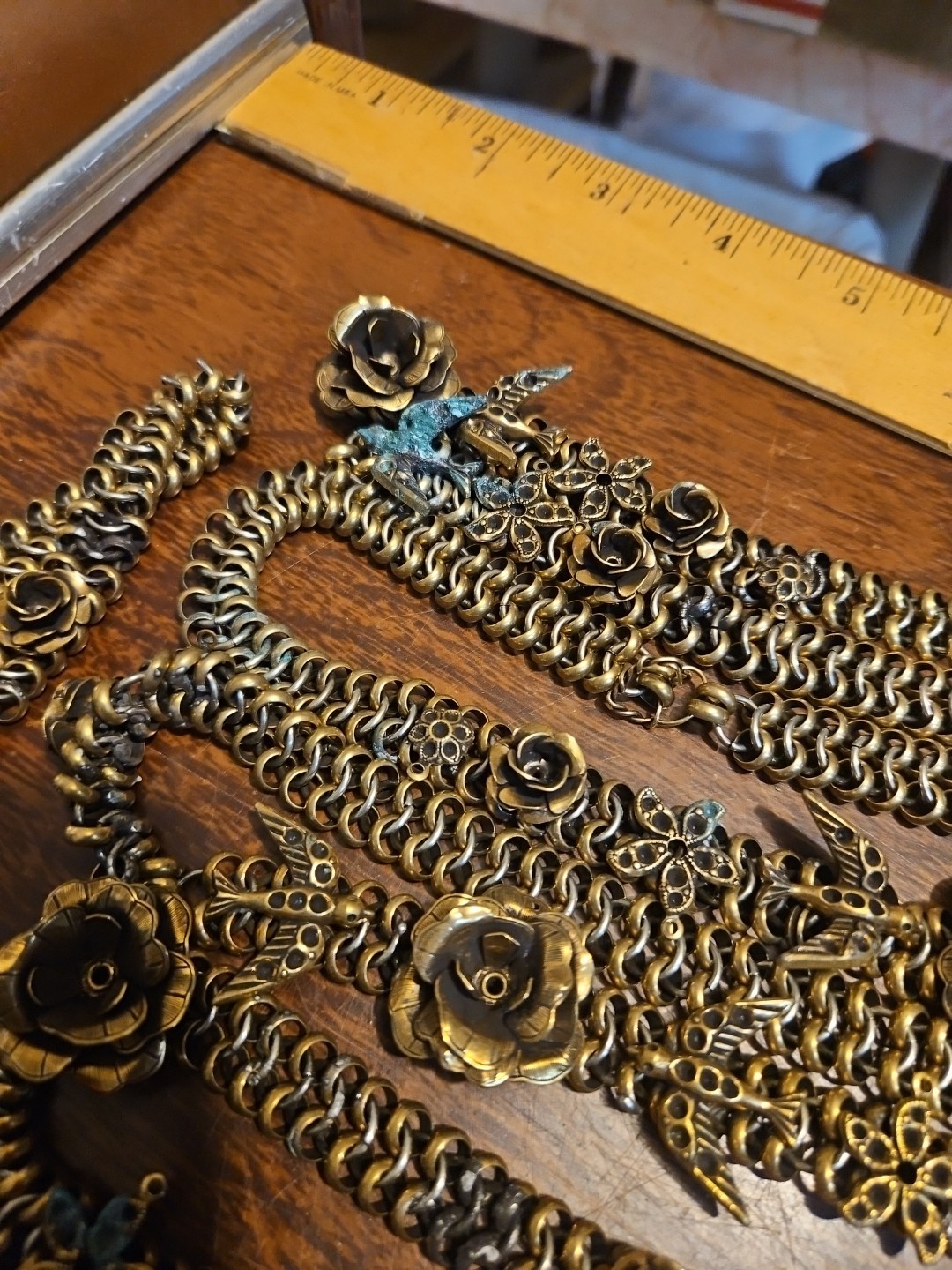 Huge Repurposing Lot Chains Pieces Vintage 60s Brass Stampings Findings Jewelry