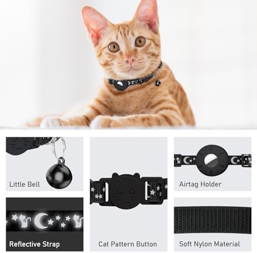Airtag Cat Collar Breakaway Reflective with Bell
