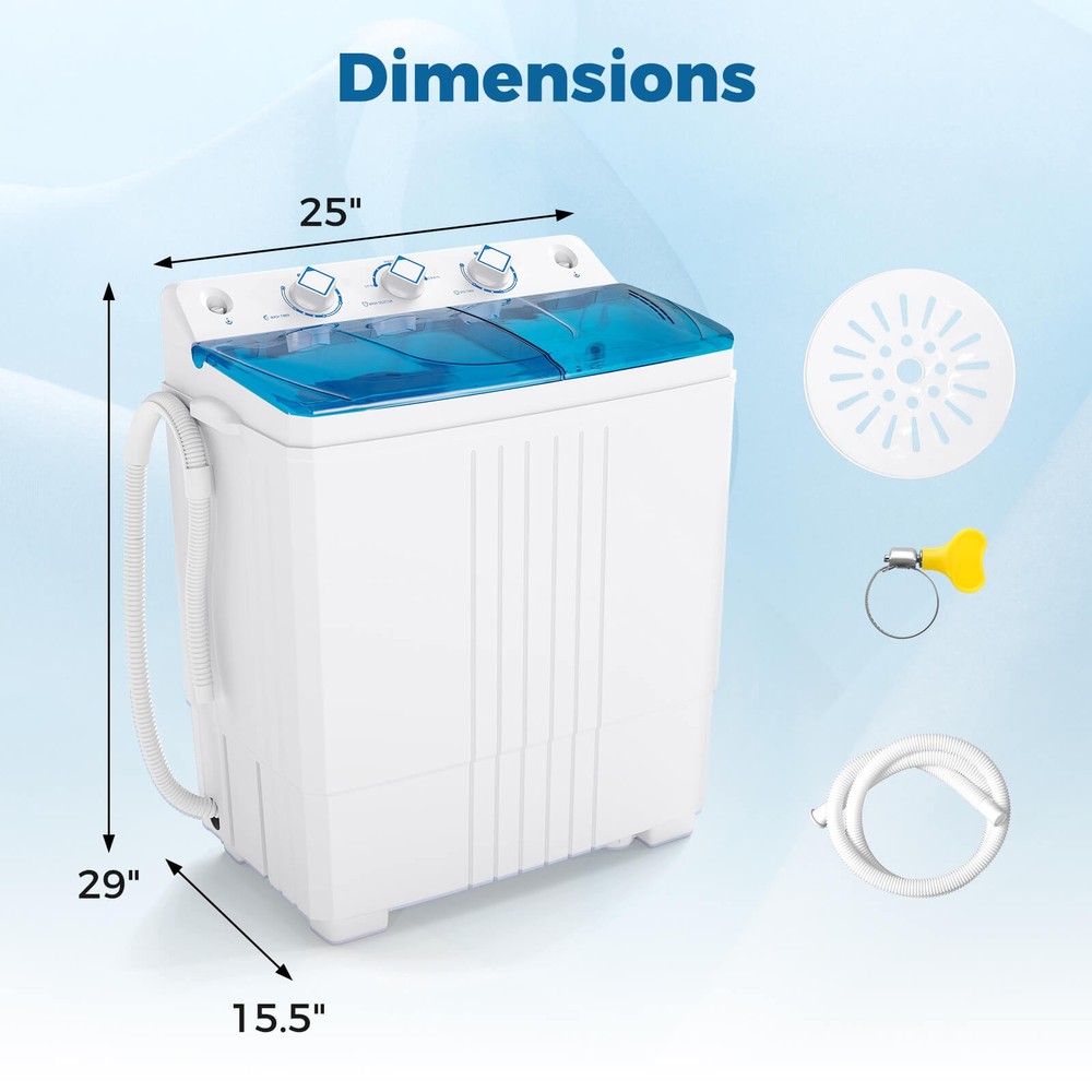 Portable Washing Machine with Drain Pump Timer Control Compact Washing Machine