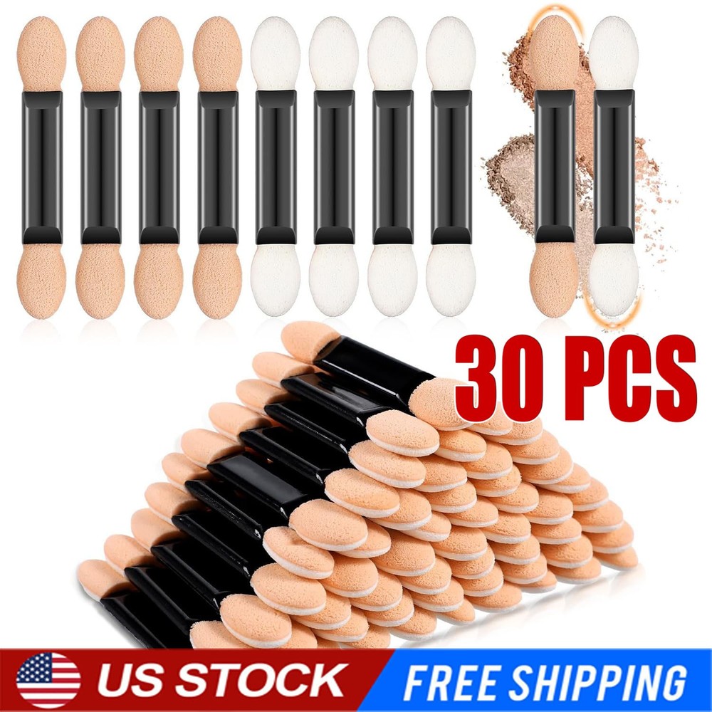 30Pcs Disposable Eyeshadow Brush, Double Ended Sponge Eye Shadow Applicator