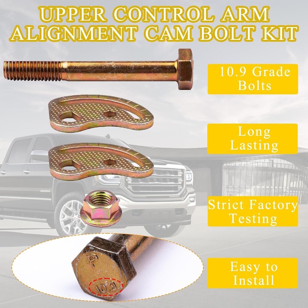 Enhanced Upper Control Arm Alignment Cam Bolt Kit for 99-18 Chevy/GMC Models