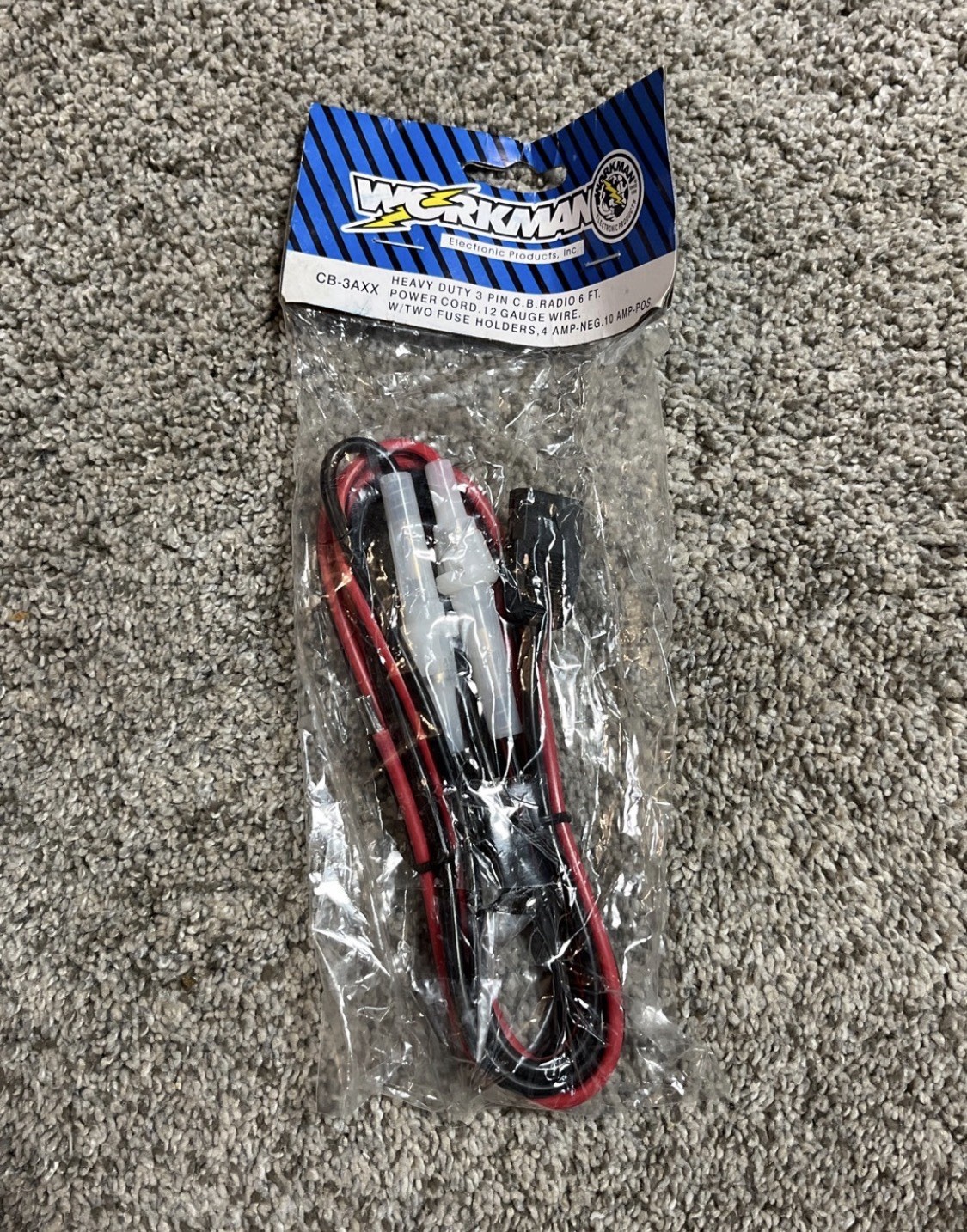 Workman CB-3AXX, Heavy Duty, CB Radio Power Cord, Double Fused