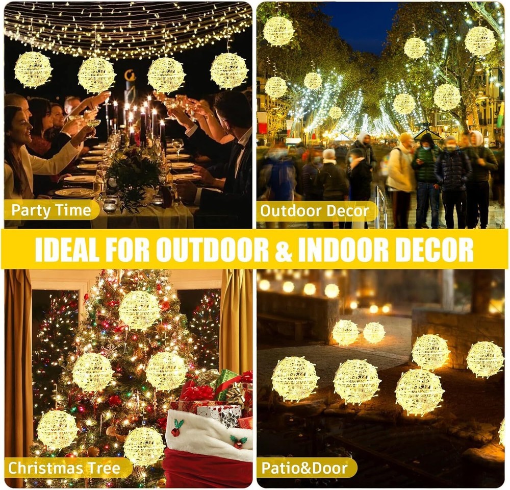 Outdoor Christmas String Lights,Spherical Tree Garden Spherical Lights