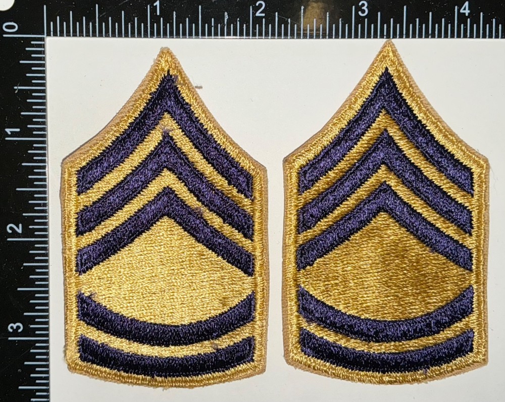 Post WWII Korean War SMALL SIZE Technical Sergeant SGT CHEVRONS PAIR Patches